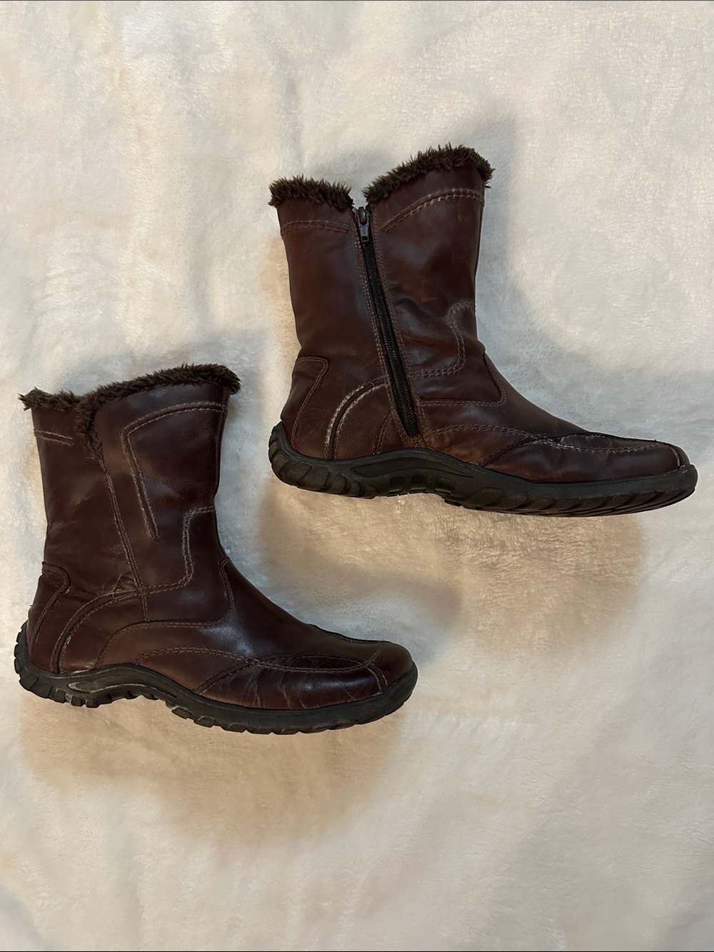 ALDO Brown Leather Double Stitched Classic Comfy Lined Boots Sz10 Brand Quality - Picture 3 of 11
